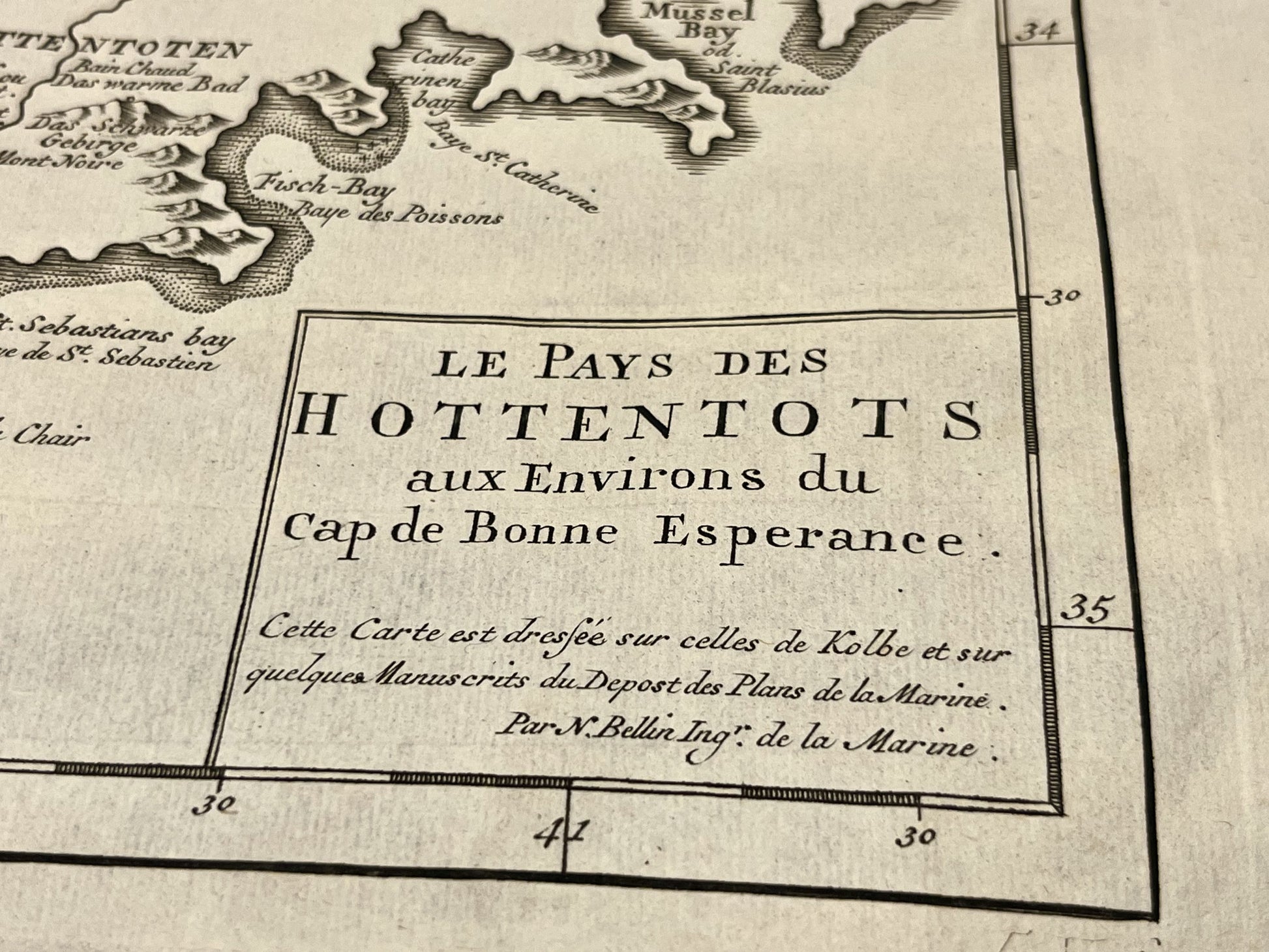 Carte vintage Pays des Hottentots Le Cap
