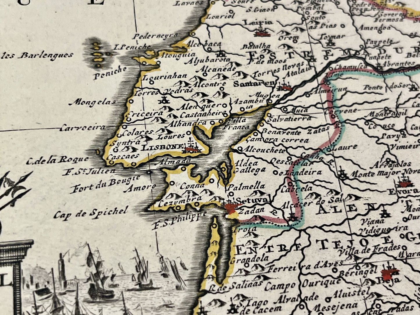 Carte vintage ancienne Lisbonne