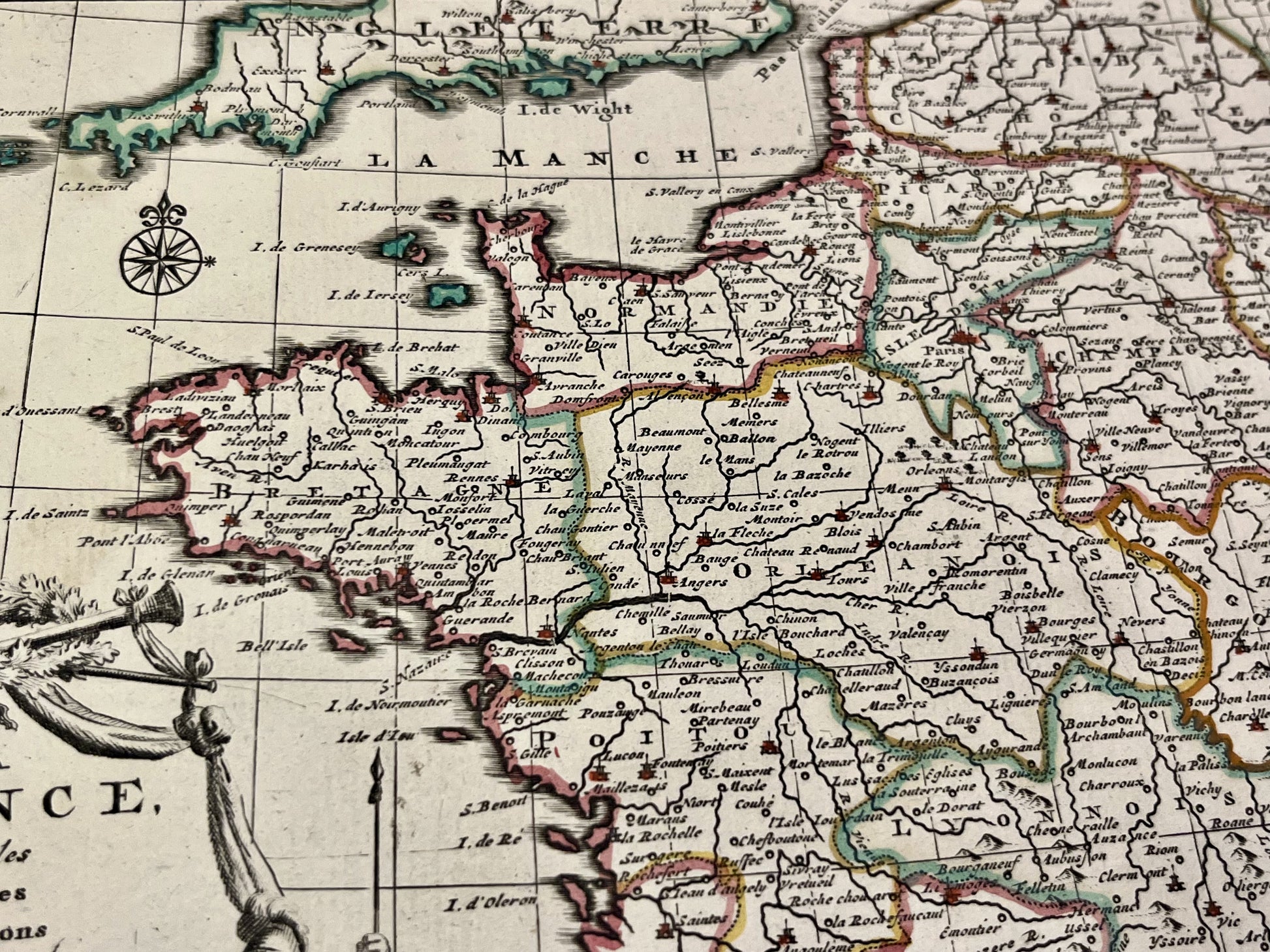 Carte vintage coloree ancienne France