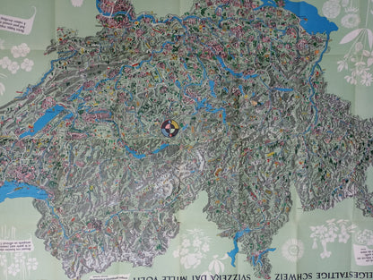 Carte vintage et illustree de la Suisse