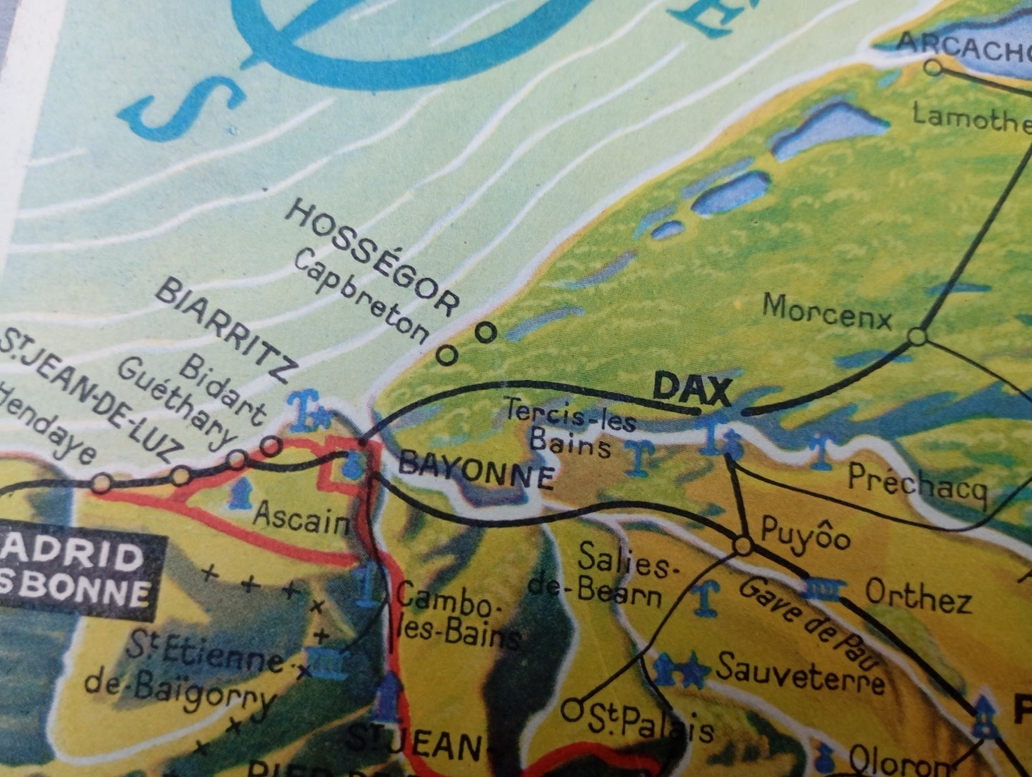 Carte vintage touristique Pyrenees