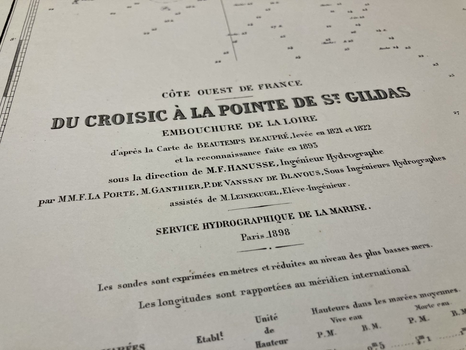 Cartouche de la Carte Marine ancienne du Croisic à la Pointe de Saint-Gildas