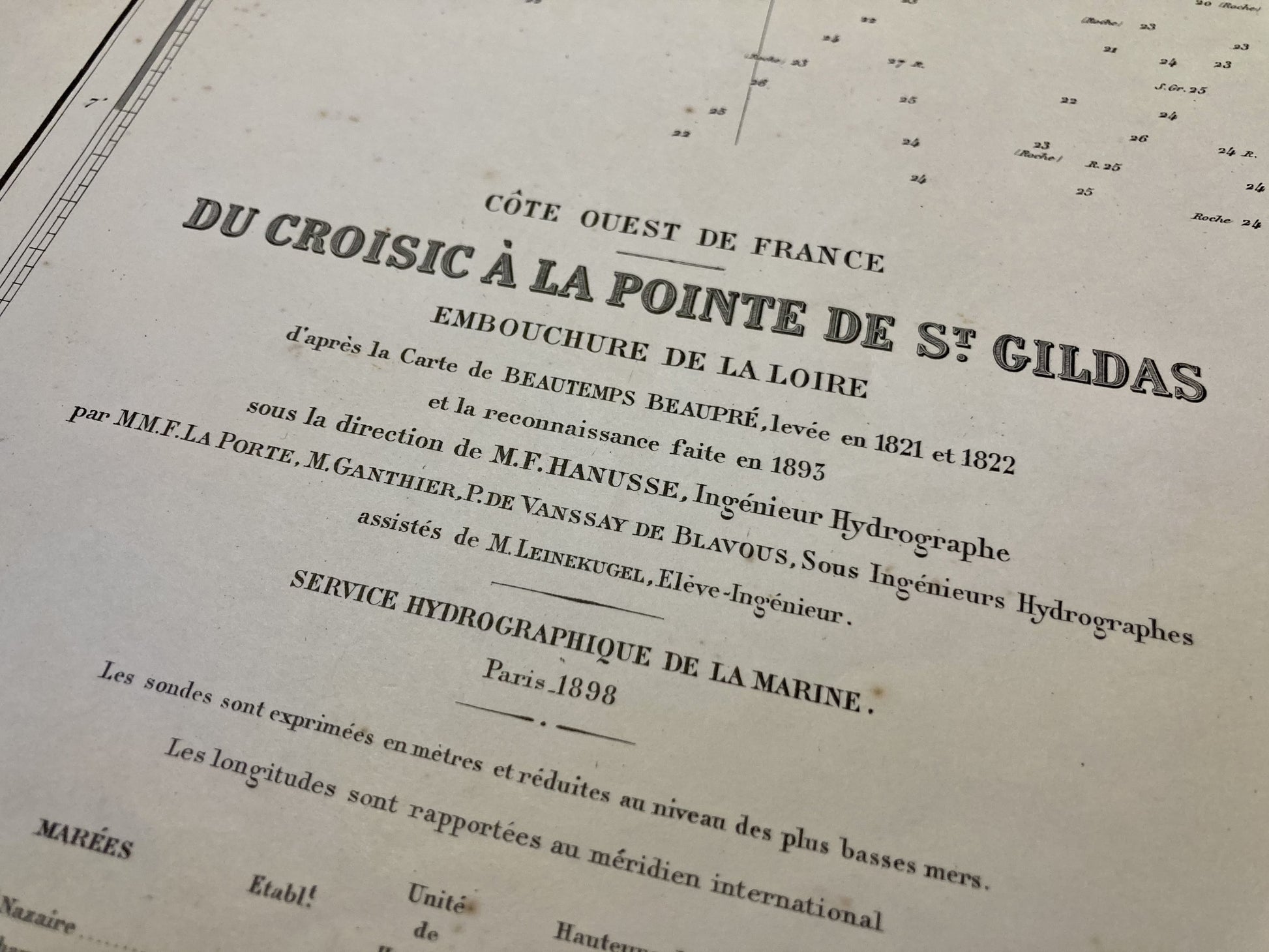 Cartouche de la Carte Marine ancienne du Croisic à Saint-Gildas