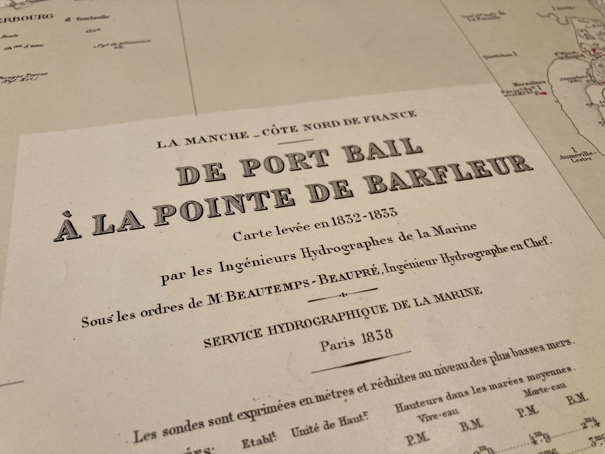 Cartouche de la Carte Marine ancienne de Port-Bail à la Pointe de Barfleur