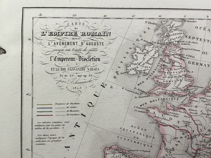 Cartouche de la carte ancienne de l'Empire Romain depuis l'avénement d'Auguste