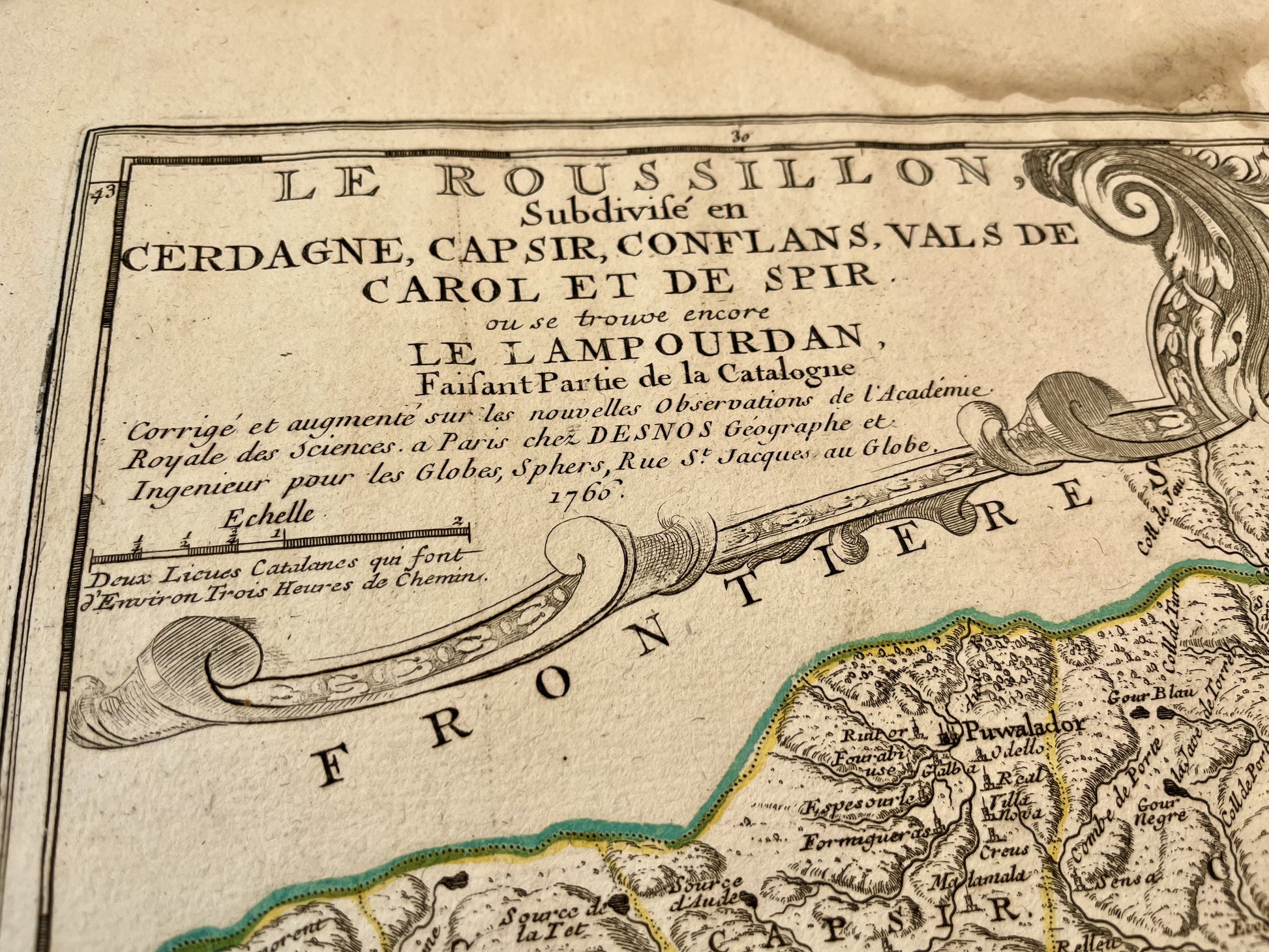 Cartouche carte ancienne du Roussillon
