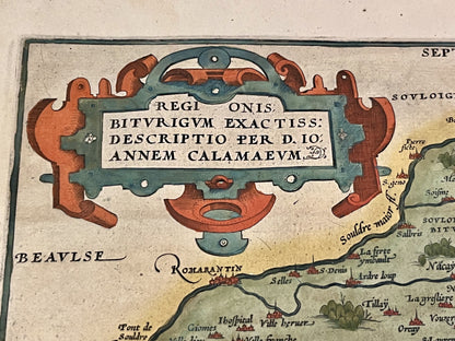 Cartouche carte Berry par Ortelius