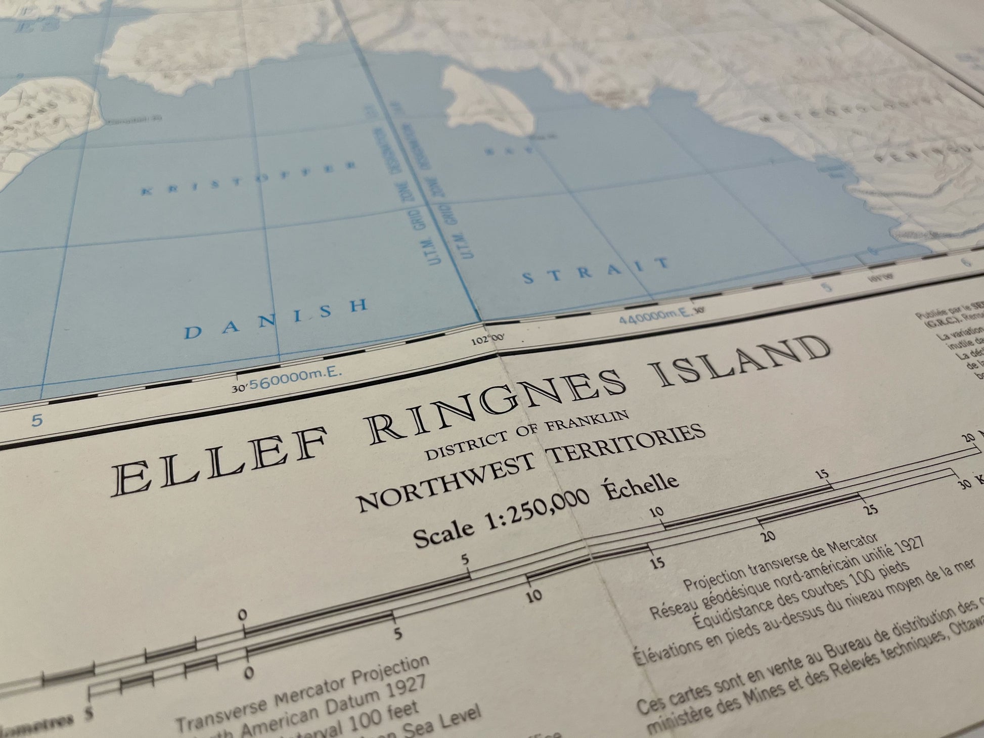 Décoration carte ancienne de l'Île Ellef Ringnes au Canada