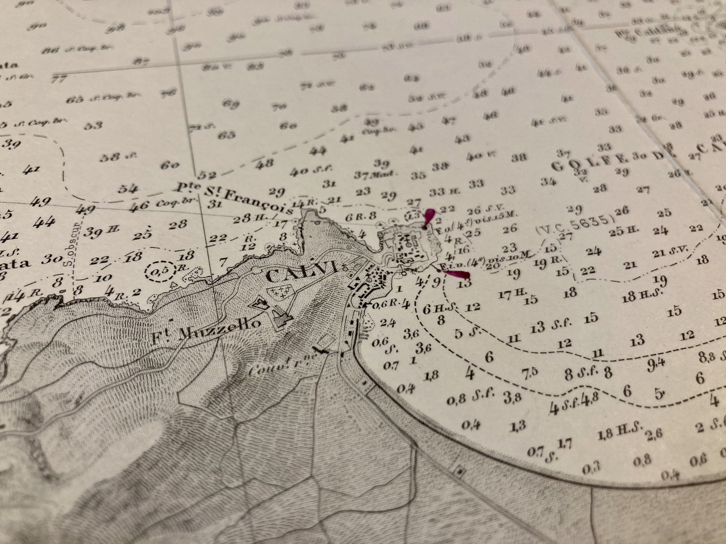 Détail de la Carte Marine ancienne du Cap Cavalo à l'Île Rousse