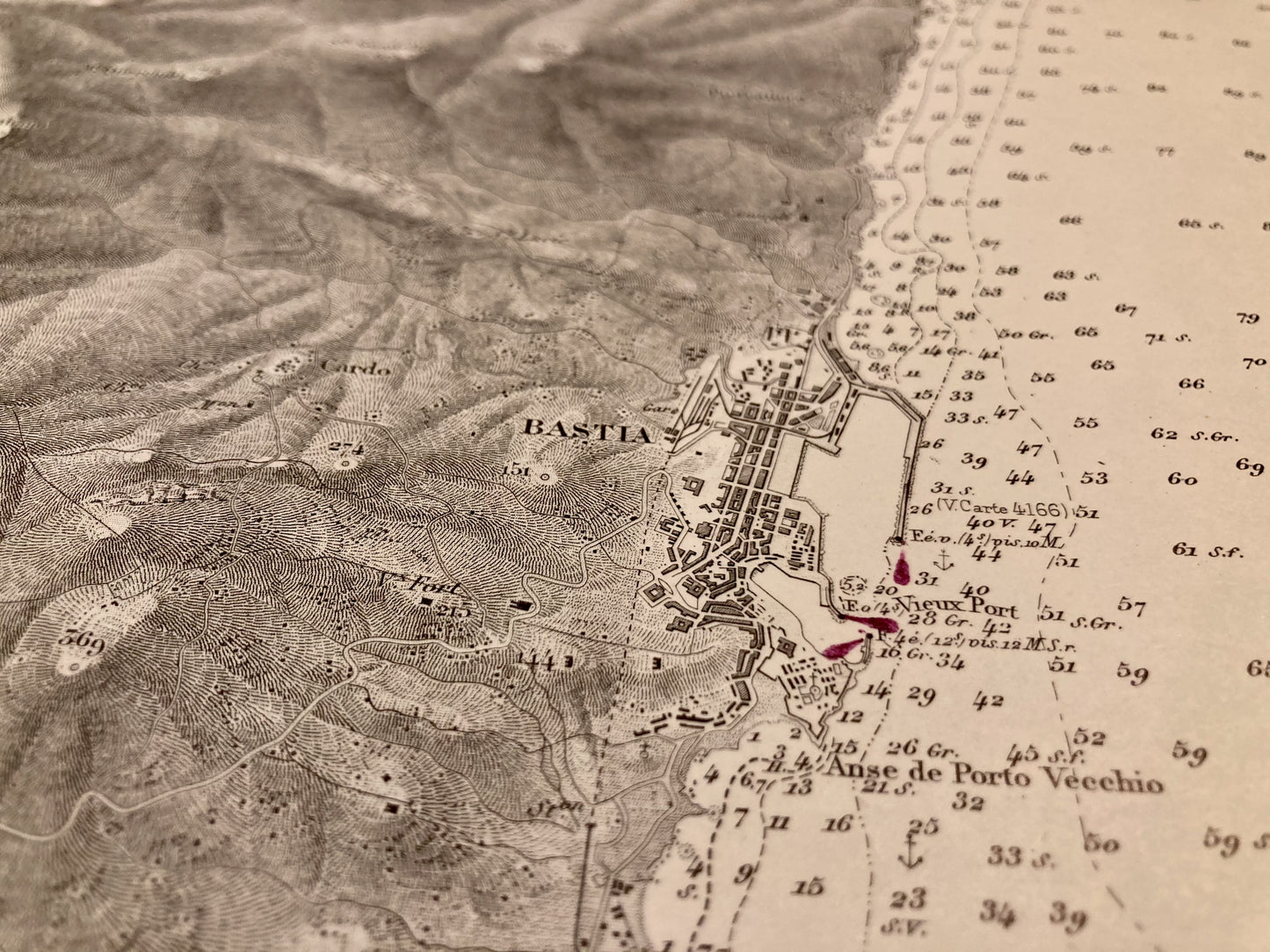 Détail de la Carte Marine ancienne du Sud du Cap Corse