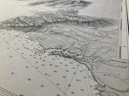 Détail de la Carte marine ancienne du Cap Pertusato à la Pointe de Sénétose