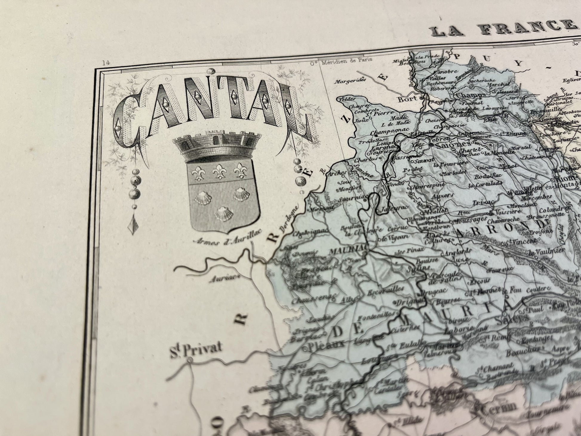 Carte du Cantal avec villes et villages