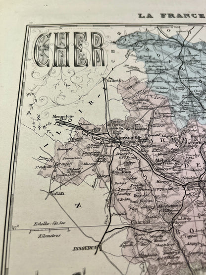 Carte du Cher avec villes et villages