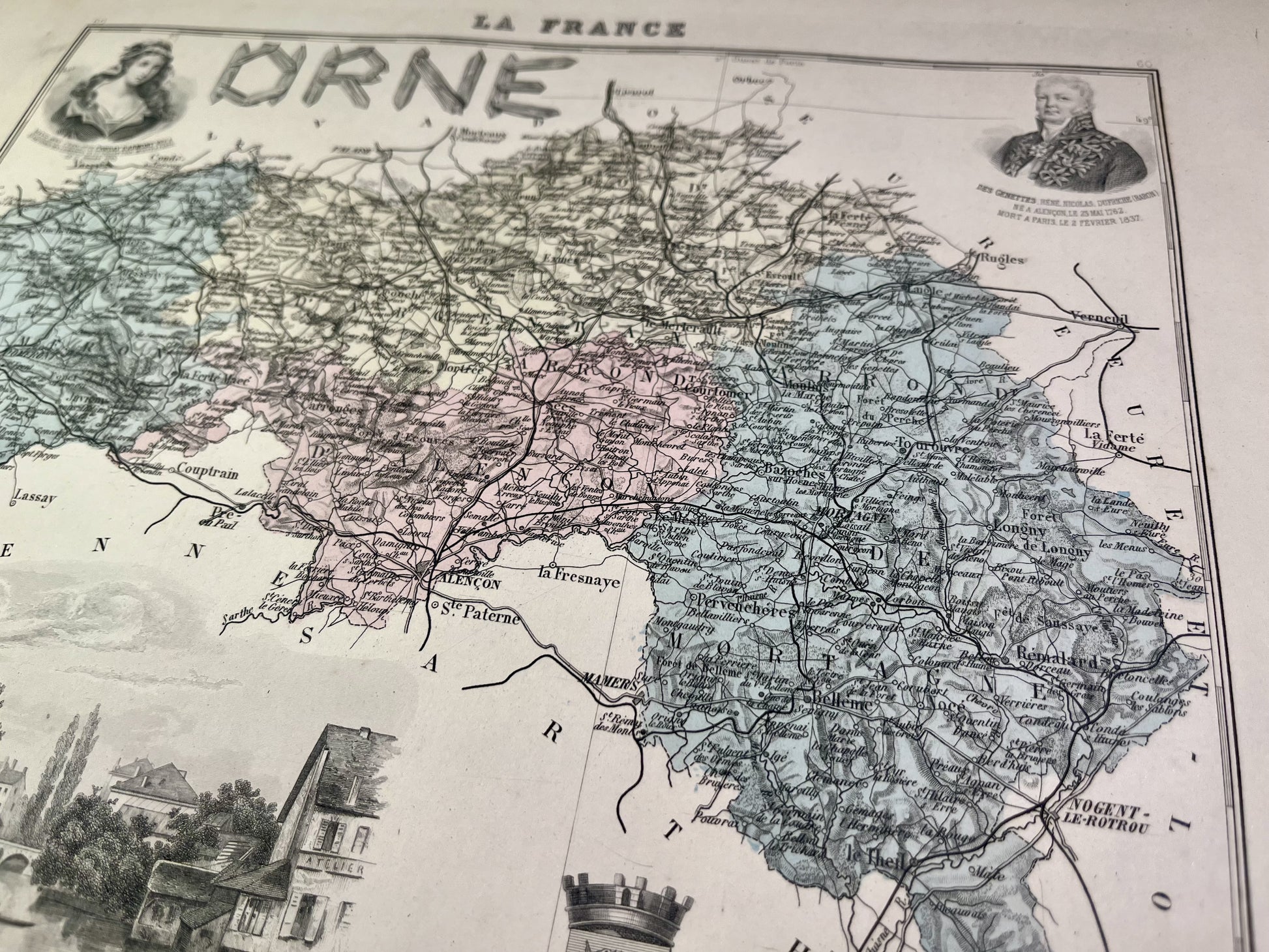 Carte de l'Orne avec villes et villages