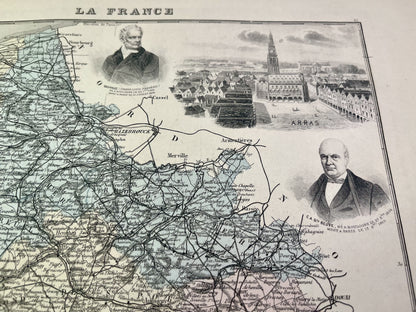 Décoration carte ancienne du Pas-de-Calais