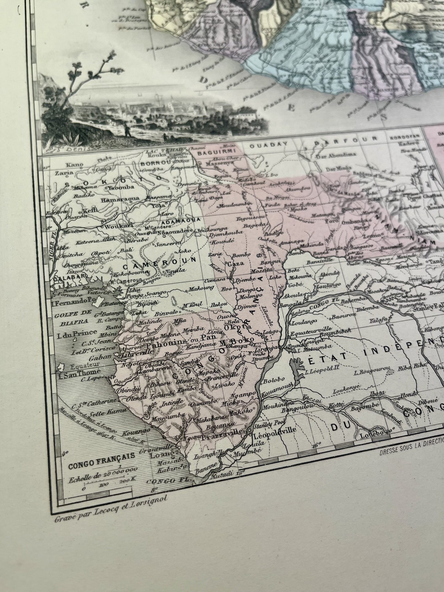 Old map of Réunion by A. Vuillemin