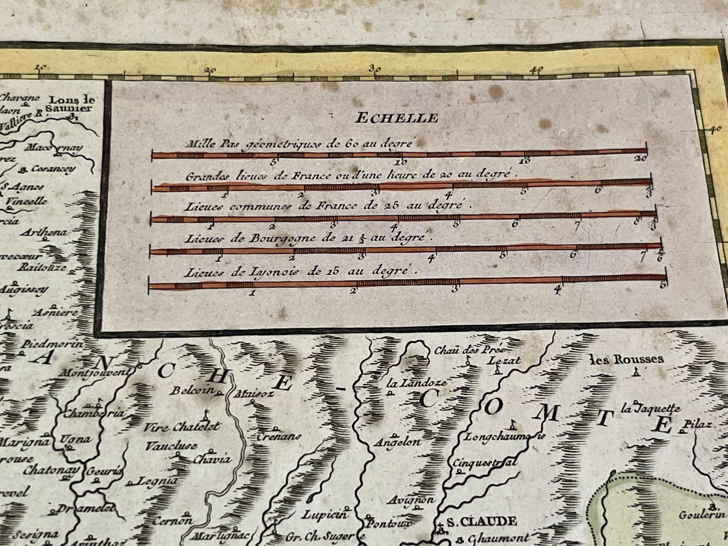 Echelle carte ancienne Lyonnais Bourgogne