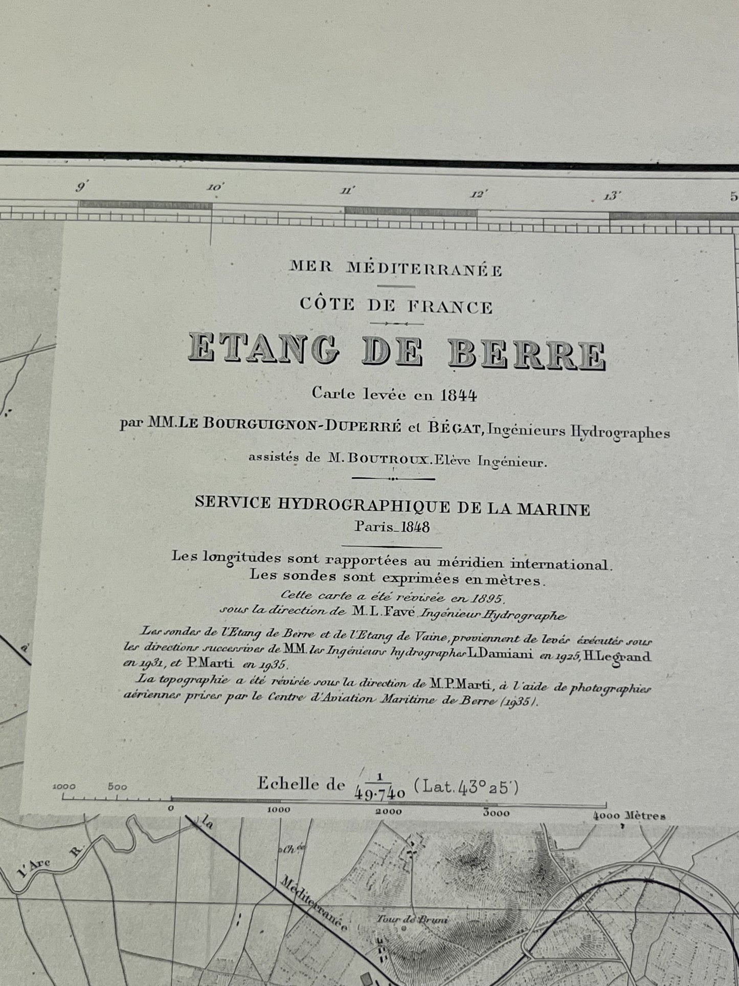 Etang de Berre carte marine ancienne