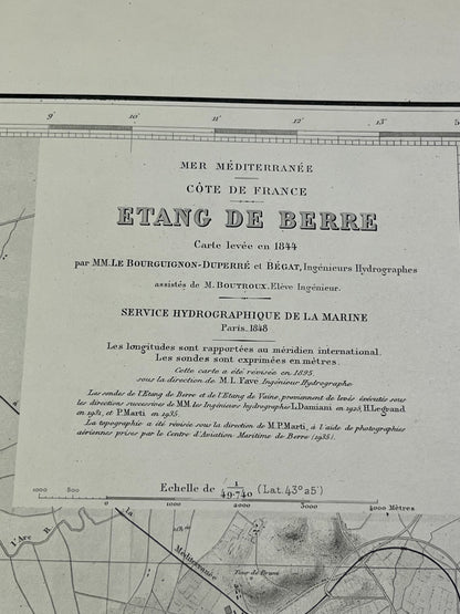 Etang de Berre carte marine ancienne