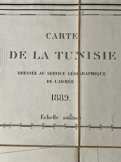 Grand carte ancienne Tunisie par Armee