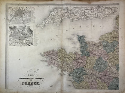 Carte du Nord-Ouest de la France par A.H. Dufour