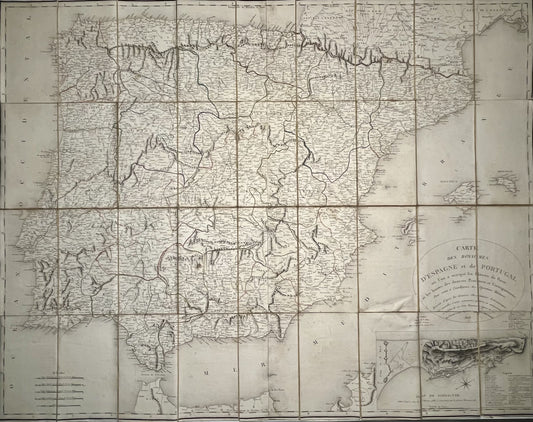Grande carte ancienne Espagne Portugal
