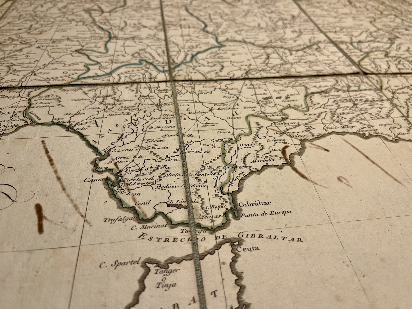 Grande carte ancienne Espagne et Portugal