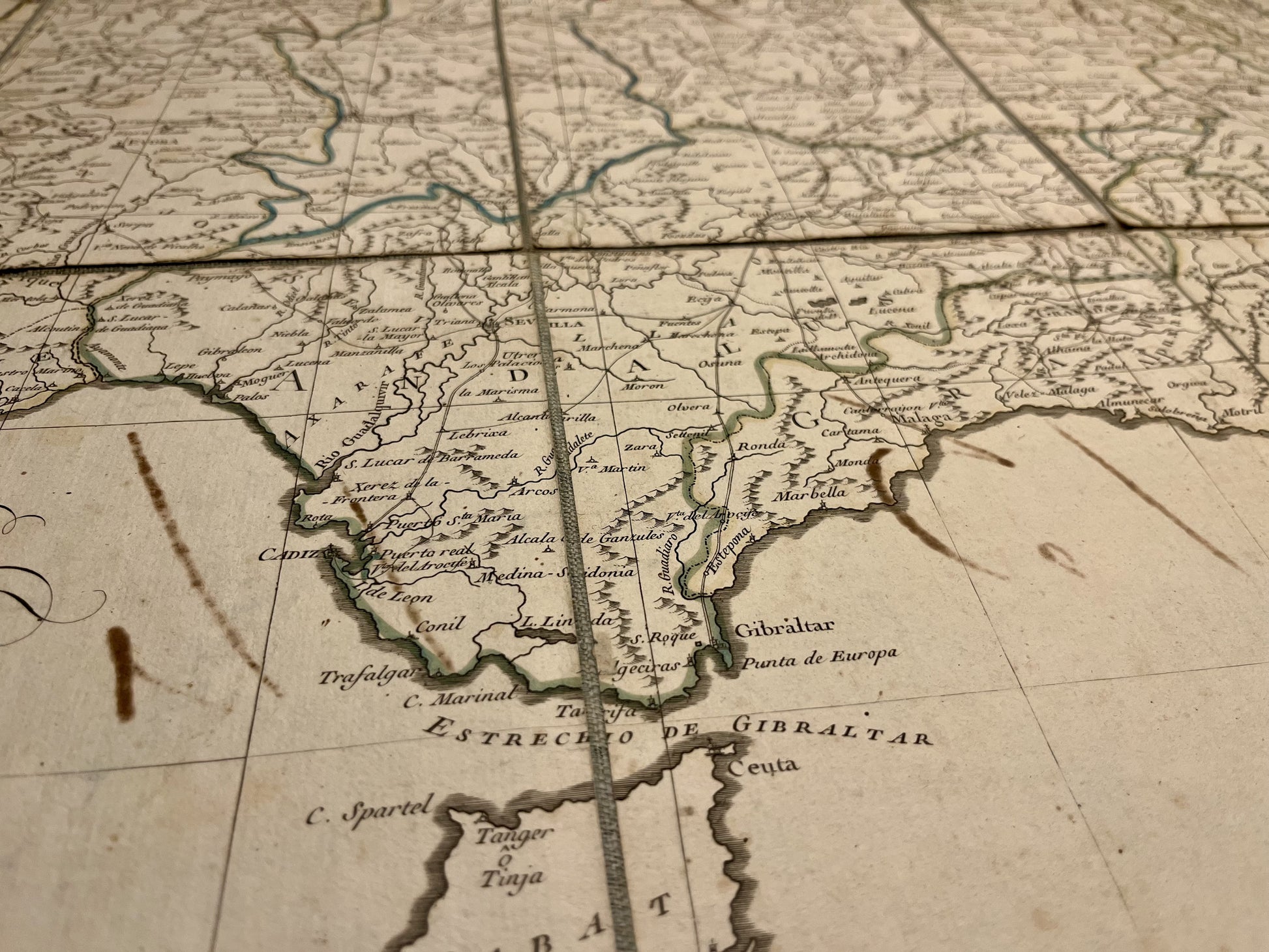 Grande carte ancienne Espagne et Portugal