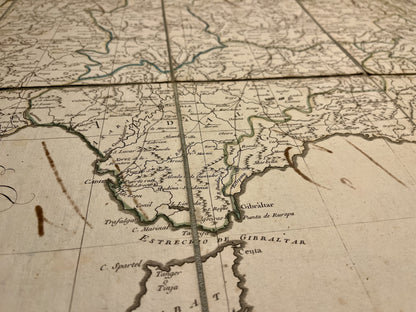 Grande carte ancienne Espagne et Portugal