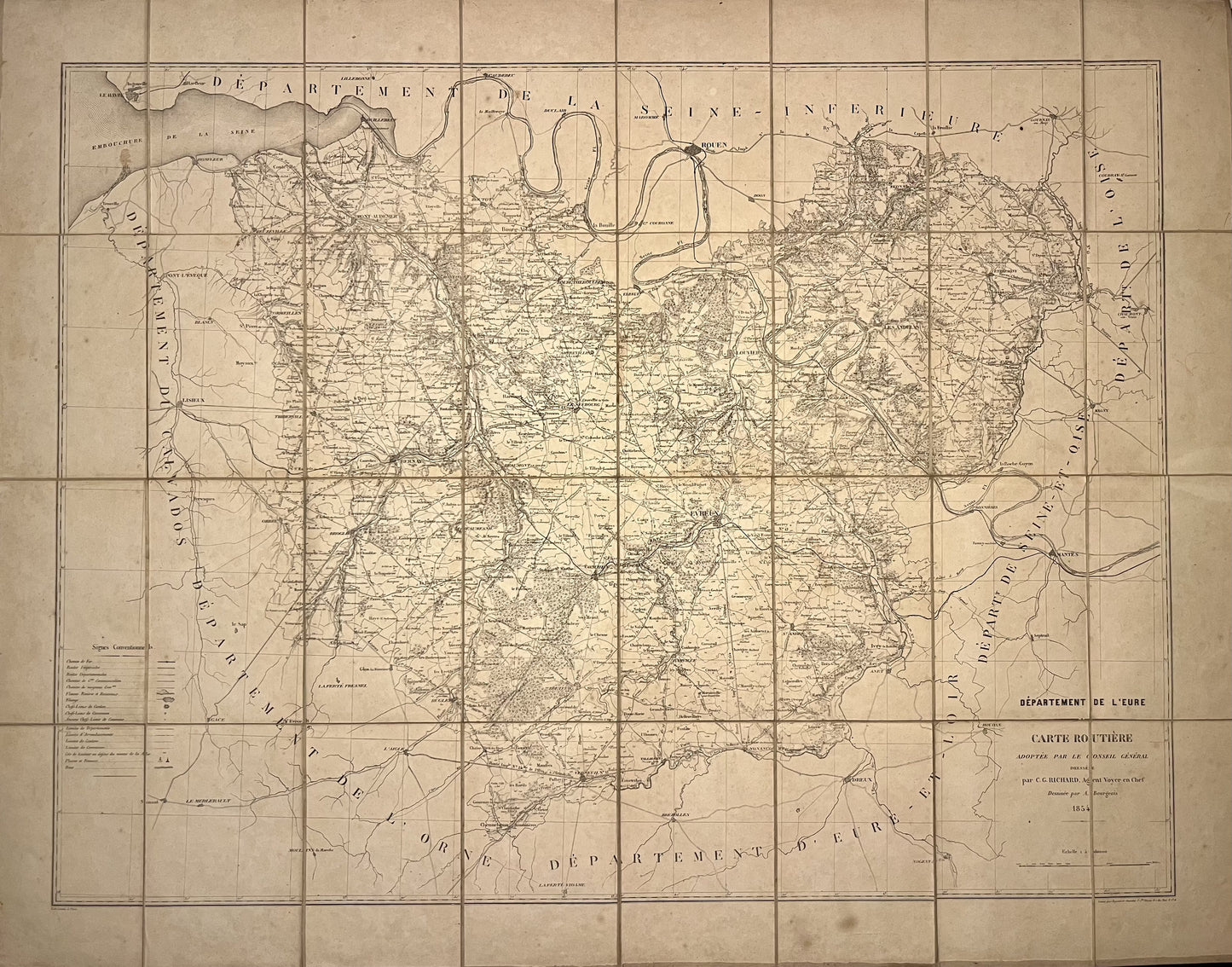 Grande carte ancienne Eure