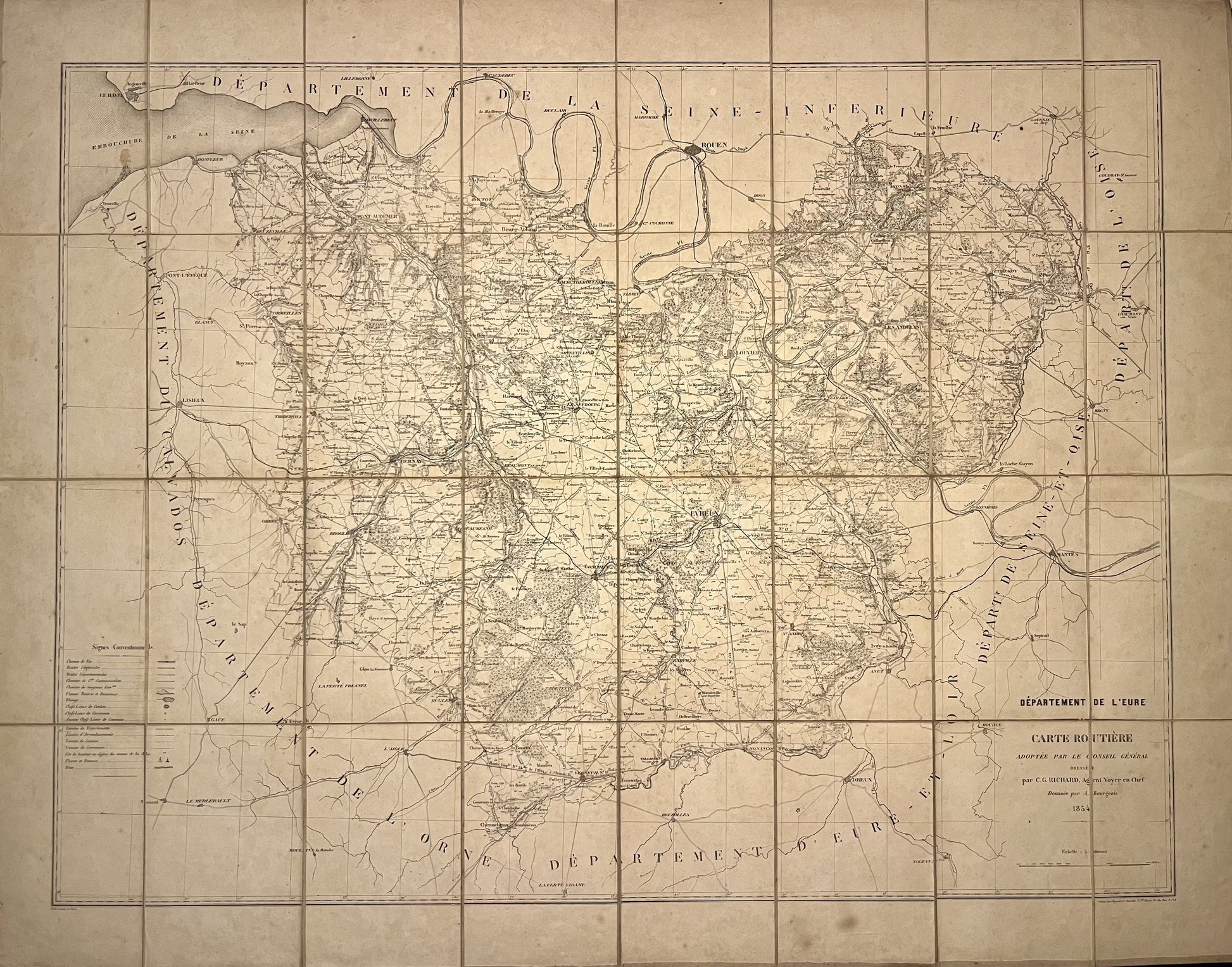 Grande carte ancienne Eure