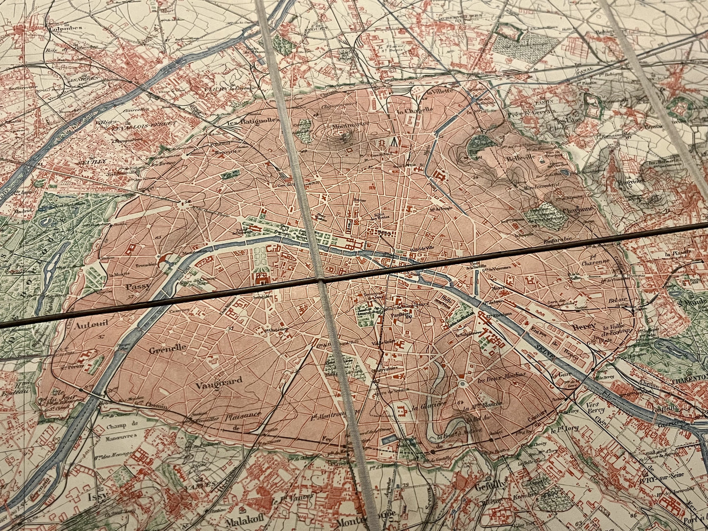 Grande carte ancienne Paris et banlieue