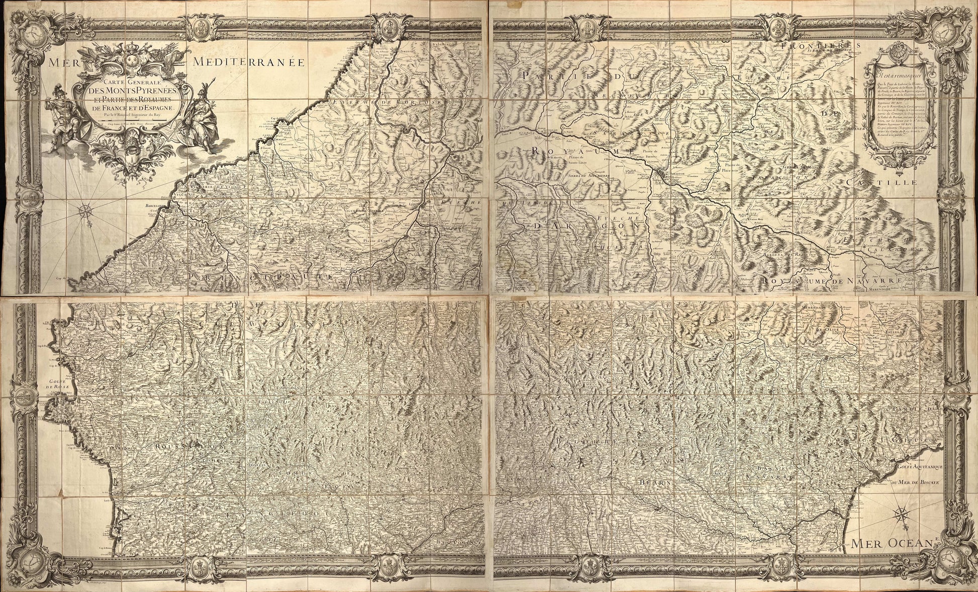 Grande carte ancienne Pyrenees