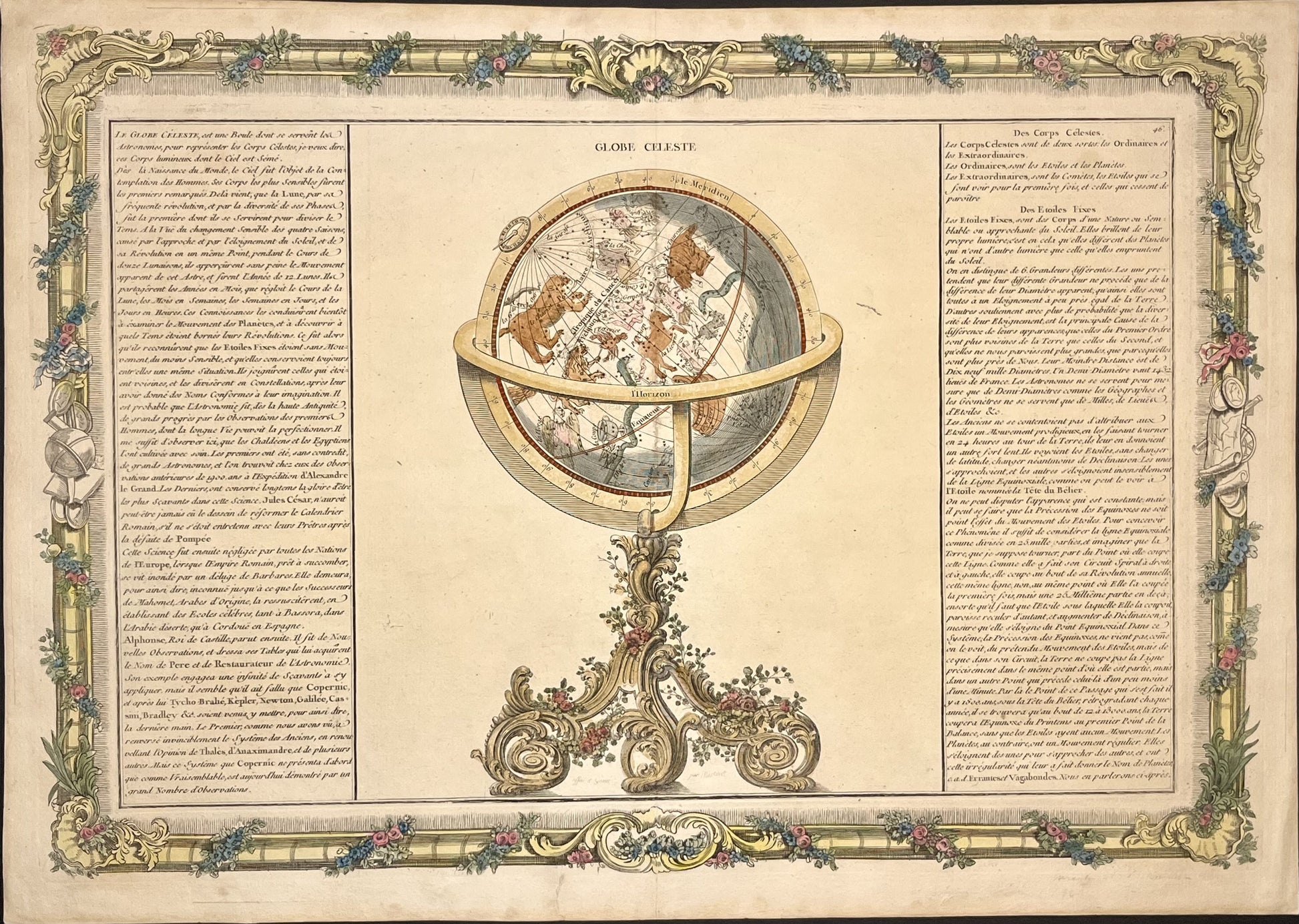 Gravure ancienne Globe Celeste