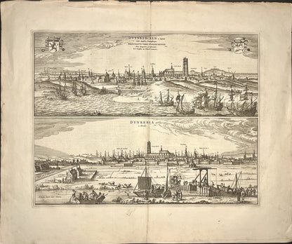 Gravure ancienne vue Dunkerque