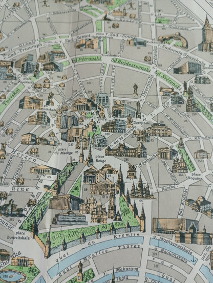 Illustrated tourist map of Moscow - French version ca. 1960