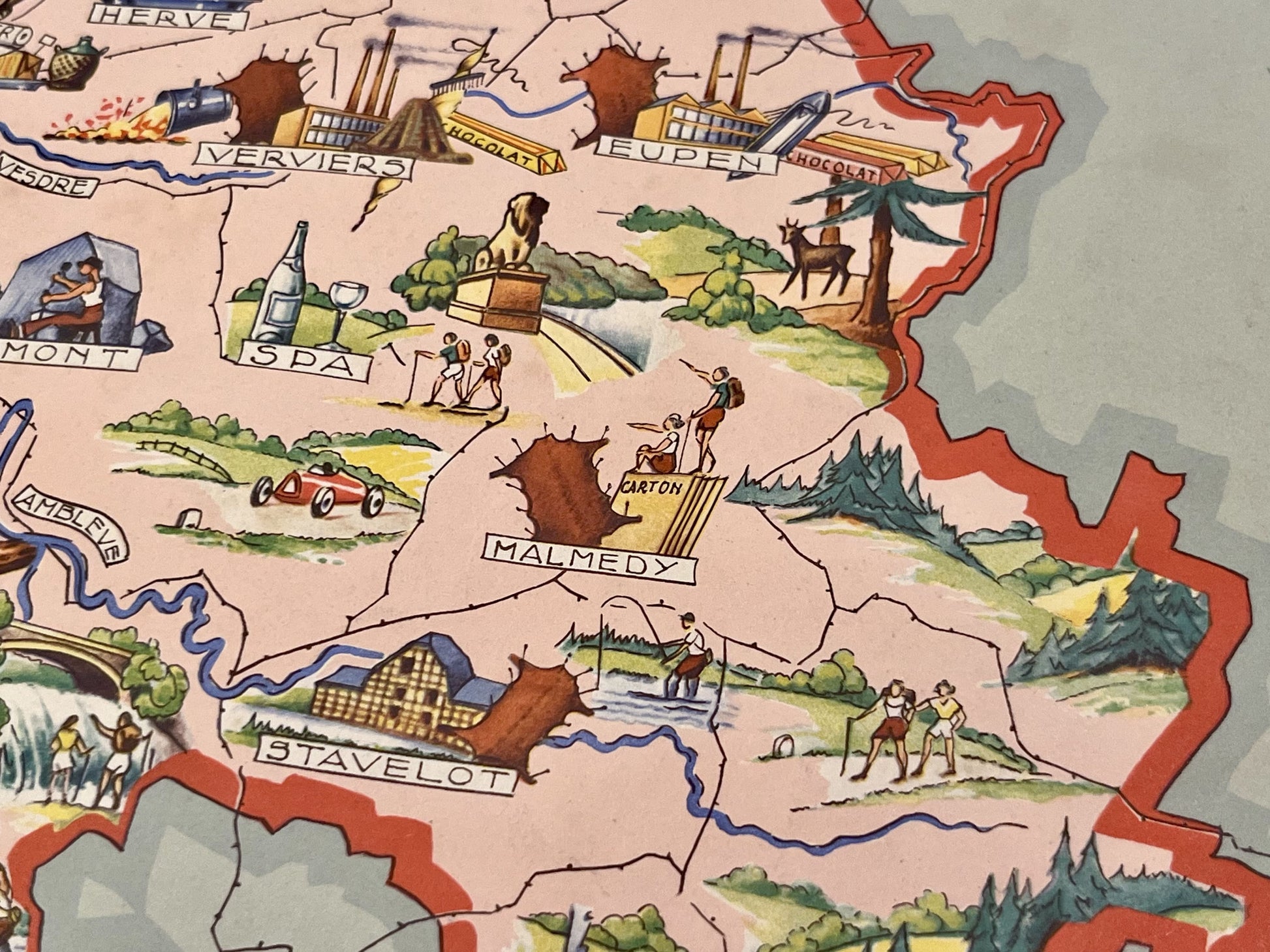 Achat carte picturale ancienne Liege