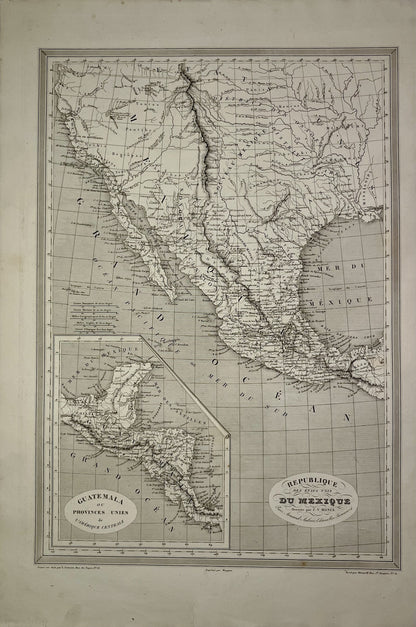 Carte ancienne du Mexique par C.V. Monin - ca. 1860