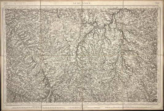 Carte ancienne d'Aubusson et ses environs par le Dépôt de la Guerre - 1852