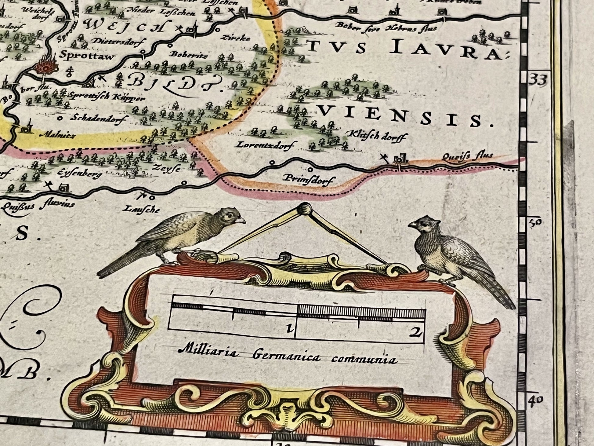 Janssonius map of Glogow Poland