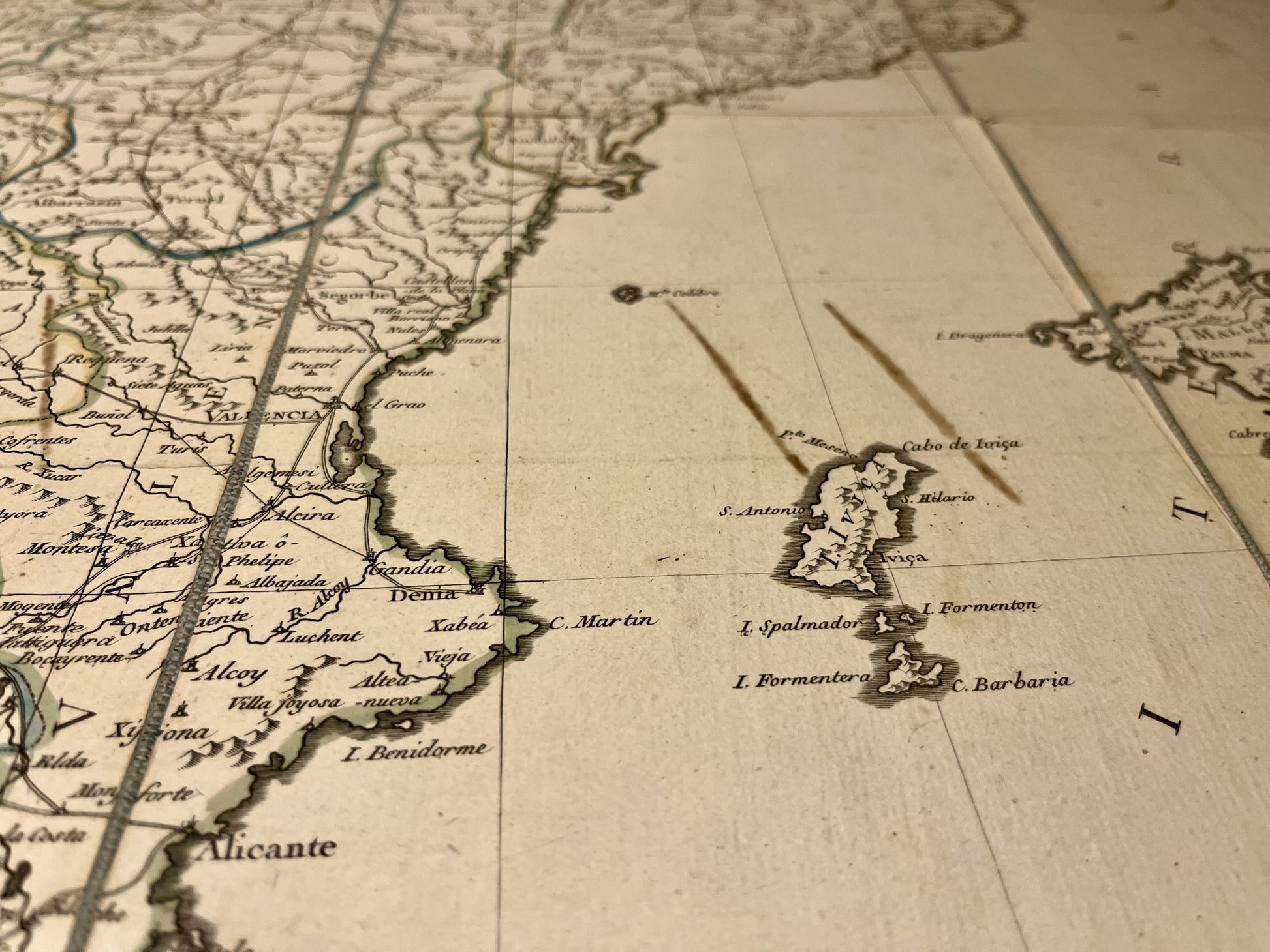 Large antique map of Spain