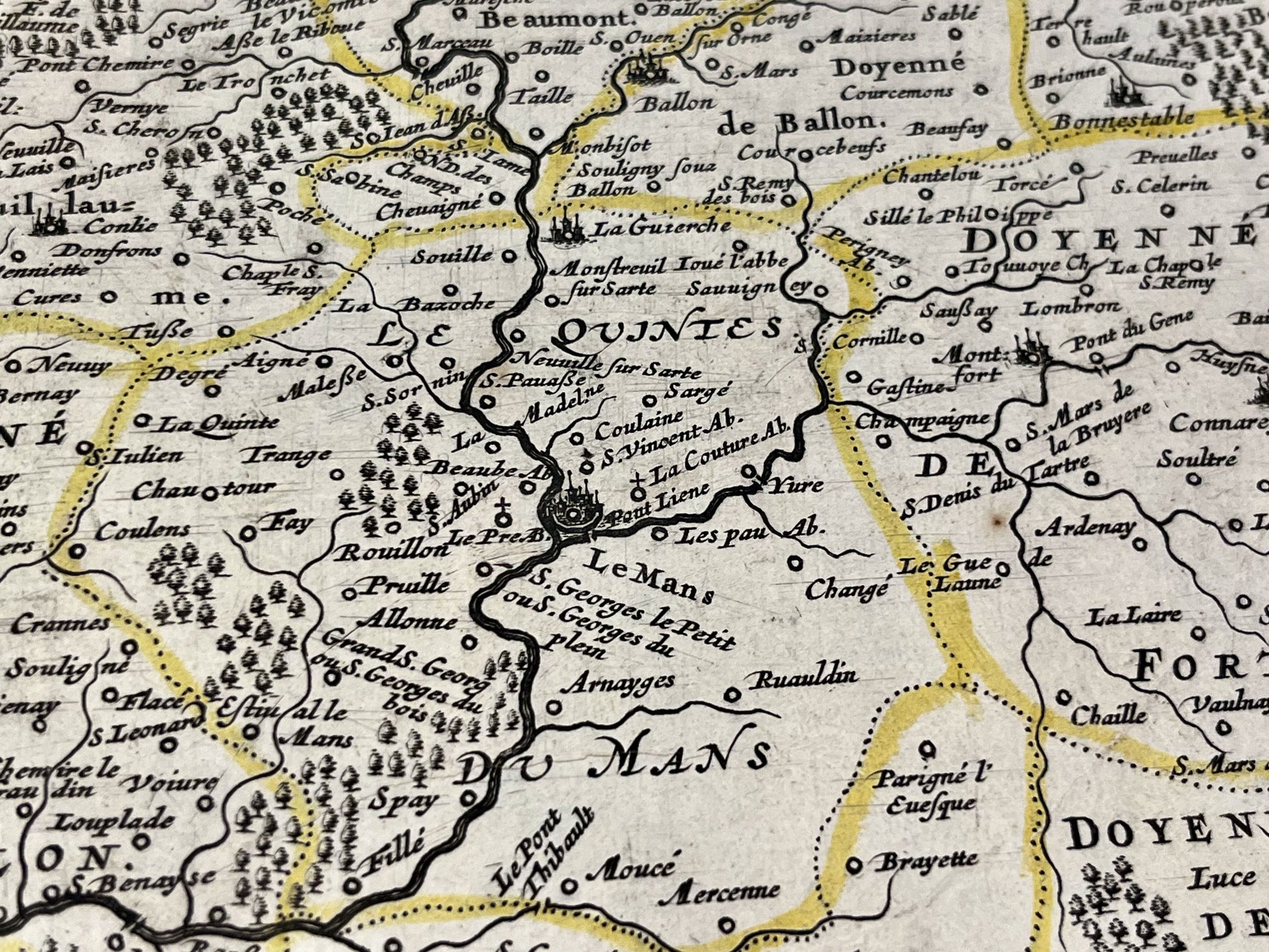 Le mans carte geographique ancienne