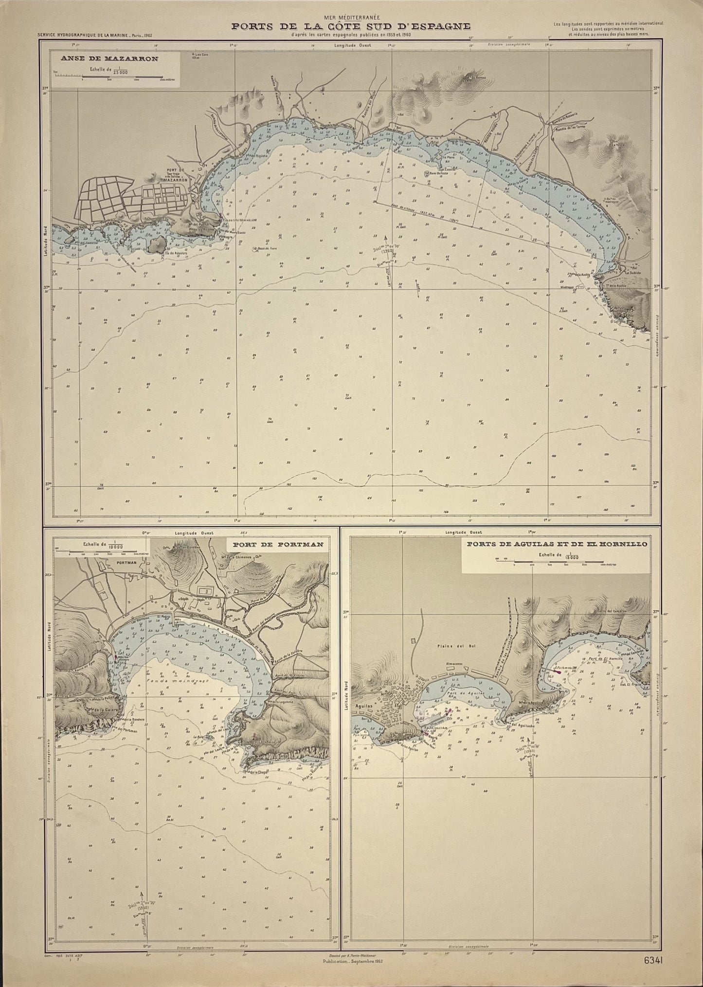 Mapo antigua puertos sur Espana
