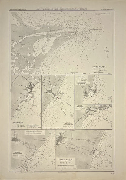 Mapo antigua purtos entra valencia y tarragone
