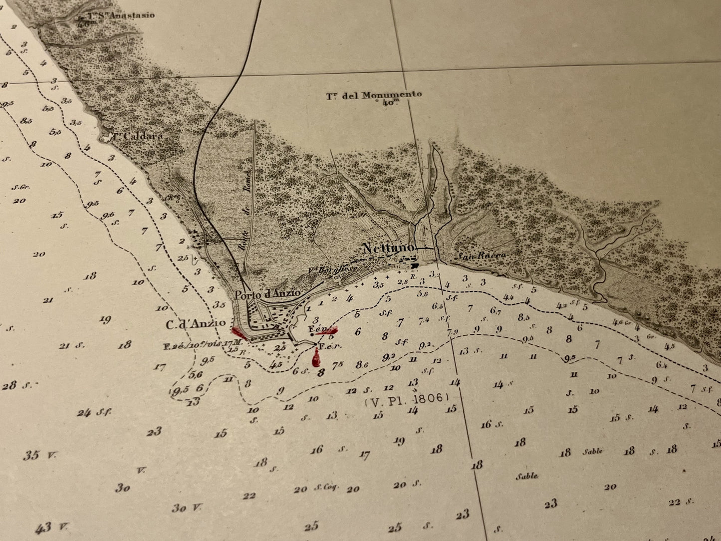 Mappa antica porto di Anzio Italia