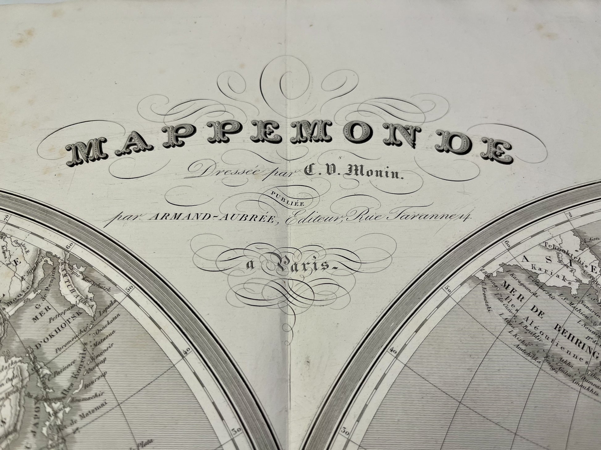 Mappemonde ancienne par Monin