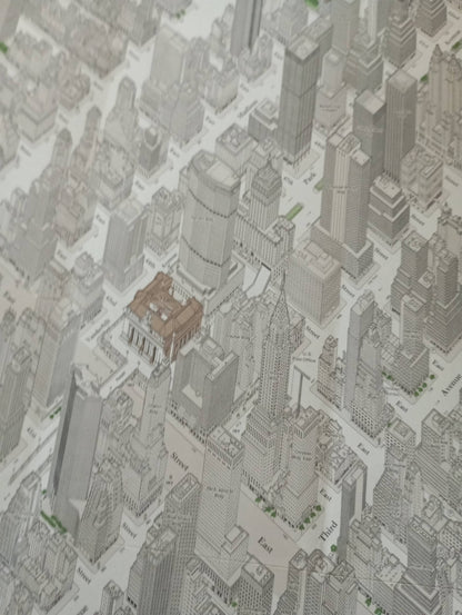 Plan rétro illustré et géographique de Midtown Manhattan, New York, par Constantine Anderson - 1980