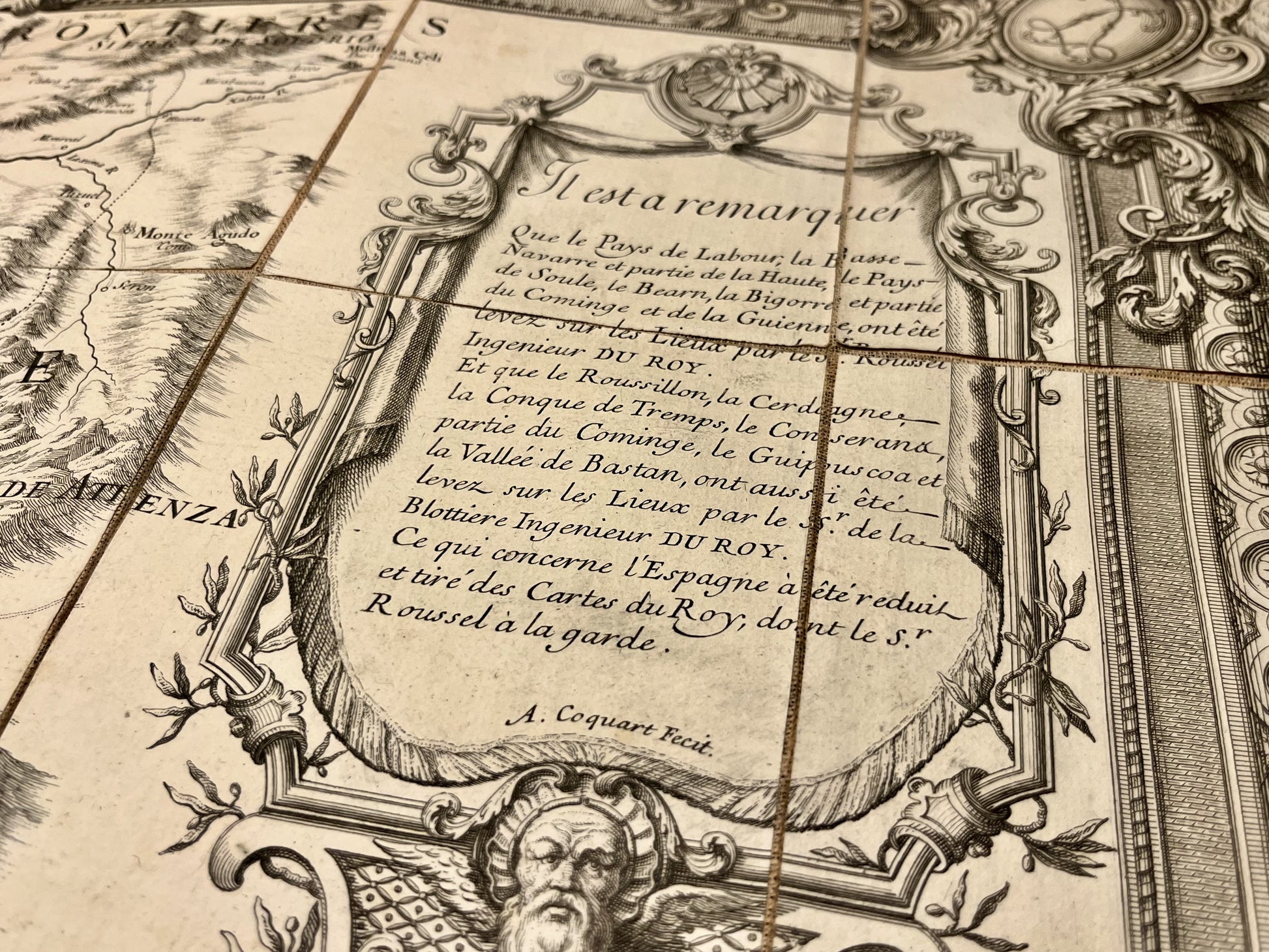 Note concernant carte des Pyrenees par Roussel