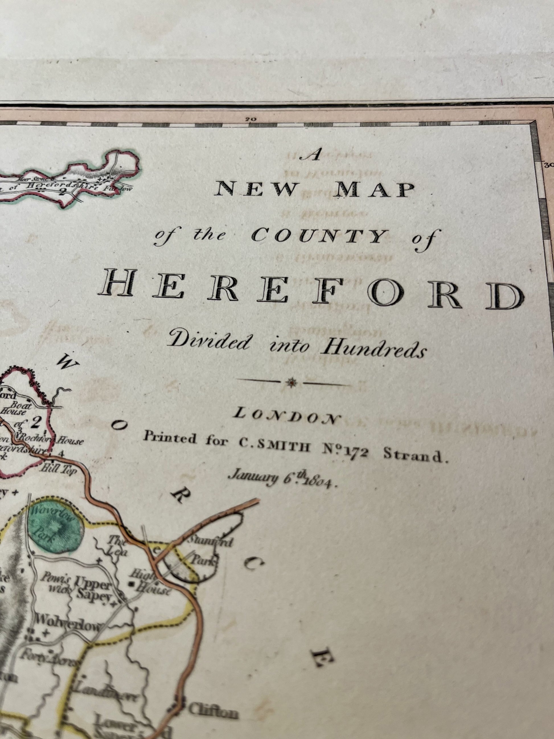 Old map Hereford county England