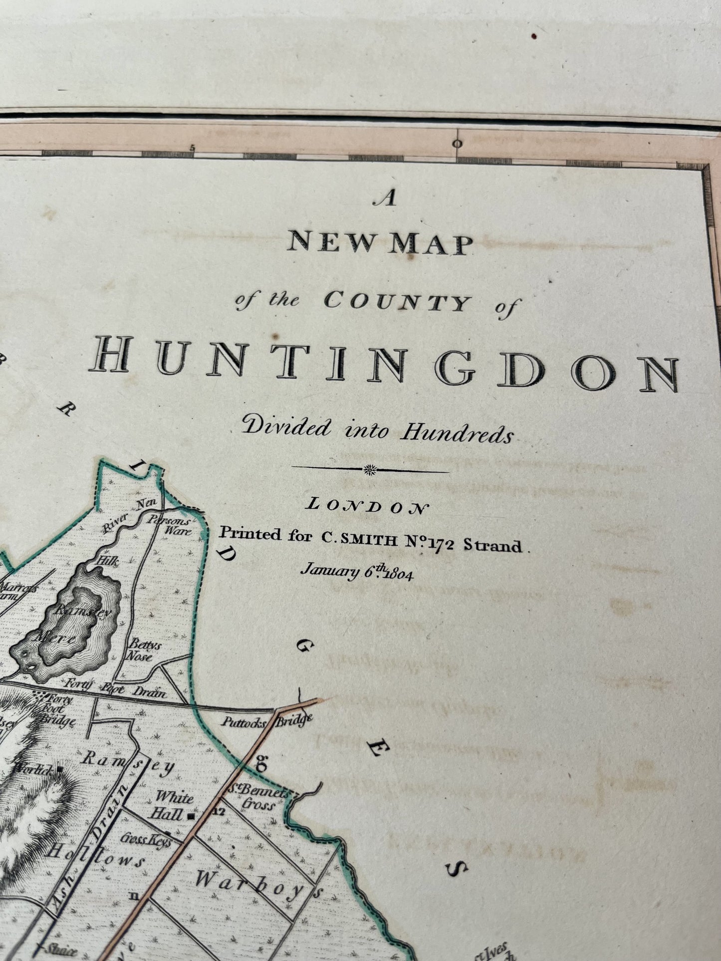 Old map Huntingdon county England